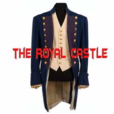 New Napoleon Naval Jacket Navy Blue With Purple Facing Lapel Wool Coat Fast Ship picture