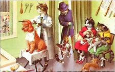 Alfred Mainzer Artwork PC Dressed Cats Bringing Their Dogs For Grooming Hair Cut picture