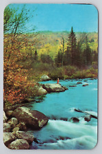 A painting of white water and an autumn forest Postcard 2937 picture