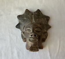 Antique Pre Columbian Style Art Pottery Wall Mask Figurine, 6 5/8