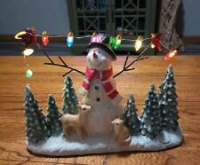 Gerson Snowman Lights With Christmas Trees Deer Fox Cardinals~ With Box 10.75