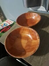 Pair Of vintage wooden wooven bowls picture
