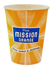 MISSION Orange Soda Pop Vintage NOS Unused New Old Stock Wax Drinking Cup picture