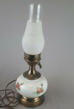 Vintage White Floral Design Electric Lamp With Frosted Chimney picture