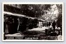 RPPC Olvera Street Market Busy With People Los Angeles California CA Postcard picture