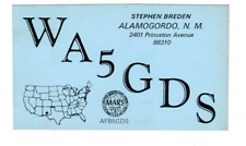 Ham Radio Vintage QSL Card    WA5GDS 1969  Alamogordo, New Mexico   w/ stamp picture