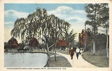 Jacksonville Florida~Confederate Park~Gentlemen on Lake Shore Path~1923 PC picture