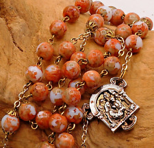 Orange White Natural Stone Rosary 