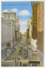 WI Postcard View Of West Wisconsin Avenue - Milwaukee Wisconsin c1940 vintage G5 picture