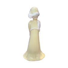 Louise Auger Yellow Canary Glazed Ceramic Handmade Sculpture Faceless Lady picture
