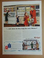 1941 A&P SUPERMARKET Shoppers Old Days vintage art print ad picture