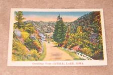 Crystal Lake Iowa IA Greetings From Linen Postcard picture