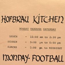 1980s Hofbrau Kitchen Restaurant Menu Hofbräuhaus Pittsburgh Pennsylvania picture