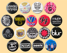 90's Alternative Rock 1.25 Inch  Buttons Set of 18 Pins Badges picture