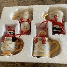 Vtg Old World Ornaments By TEMP-TATIONS Snowman, Santa, Penguin, Gingerbread Man picture