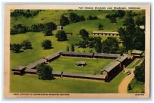 c1930's Aerial View Of Fort Gibson Stockade Near Muskogee Oklahoma OK Postcard picture