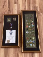 Vintage 1960's  BOY SCOUT BSA EAGLE SCOUT Named MEDAL + PINS + PATCHES Framed picture