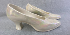 Vintage Ceramic Shoes Women Pumps Heels Pearl Iridescent Sculpture Figurine picture