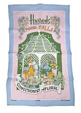 Vintage Harrods Knightsbridge Irish Linen Towel, Tea Coffee Pink Blue Floral picture
