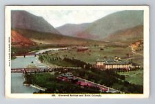 Glenwood Springs CO-Colorado, Aerial Town, River, View Vintage c1907 Postcard picture