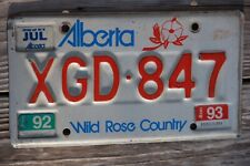 1992 / 1993  ALBERTA , CANADA License Plate  ** MOTORCYCLE ** WILD ROSE COUNTRY picture