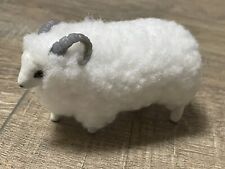 Small Natural Wool Sheep Ram Figure  New Zealand White 3.5