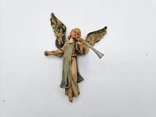 Fontanini? Depose Italy Angel Trumpeter W/Horn Hanging 5” Ornament VTG Plastic picture
