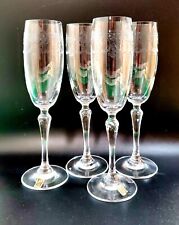 4 Boheme / Bohemia Crystal Fluted Champagne, swag Design Czechoslovakia picture