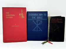 Lot of 3 Vintage Catholic Religious Books - Christian Virtues, Intro to Bible picture