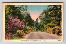 Springville PA-Pennsylvania, General Greetings Scenic Road, Vintage Postcard picture