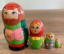 RARE 4” Russian Nesting Dolls Matryoshka Family Of 5. Led By Father. Vintage picture