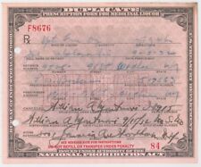 Prescription Form for Medicinal Liquor - 1930-1933 dated United States Treasury  picture