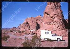 sl85 Original Slide 1967 desert white truck camper shell 346a picture