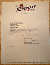 Northeast Airlines-Logan Int'l Airport- 1948 Boston, MA. vintage business letter picture