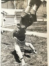 G4 Photograph 1946 Boy Doing Handstand In Front Yard Upside down picture