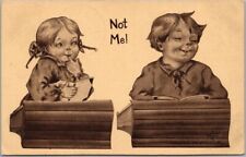 1911 VALENTINE'S DAY Romance Postcard Boy & Girl at School Desks 