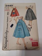 Rare Simplicity 2440 Misses Flap Pocket Flared Skirt W24 Vintage Sewing Pattern picture