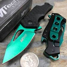 M Tech Spring Assisted Green Blade Black Nylon Fiber Handle w/ Bottle Open  picture