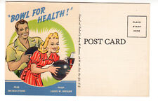 Linen Postcard: Bowl for Health - Hempstead Recreation Centre, Long Island NY picture