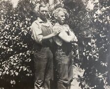 Antique Early 1900s Photo Two Affectionate Men Overalls Rural Gay Interest picture