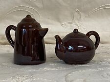 Vintage Brown Betty Teapot and Coffeepot Salt Pepper Shakers Made in Japan picture