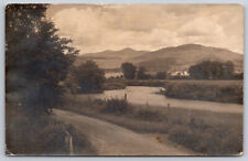 Scenic Panoramic View of Old Dirty Road and Riverbank RPPC Postcard Stamped picture