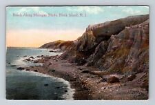 Block Island RI-Rhode Island, Beach Along Mohegan Bluffs, Vintage Postcard picture