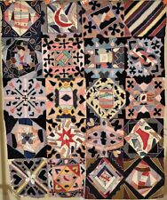 DAZZLING Vintage 1890's Crazy Antique Quilt ~Hearts & Other Charms picture
