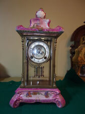 Vintage Ansonia Style Reproduction Porcelain Crystal Regulator- Runs Perfect picture