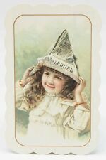 Postcard Early 1900s Pretty Young Girl Long Hair Newspaper Hat Portrait     picture