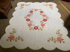 Beautiful Hand Applique Hand Stitched Quilt 75 x 89 picture