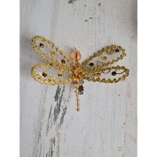 Unique orange clip dragonfly bug ornament Xmas golden glitter picture