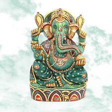 Green Aventurine Painted Ganesha Statue, Hindu God Statue, Gemstone Statue, Idol picture