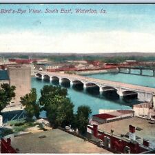 c1910s Waterloo, IA SE Birds Eye Chicago Great Western R.R. Bridge Postcard A61 picture